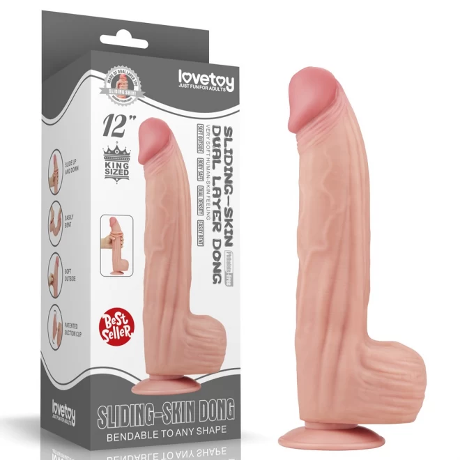 Realistyczne dwuwarstwowe dildo King Sized Sliding Skin Dual 12"