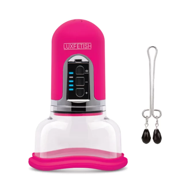 Lux fetish rechargeable 4-function auto pussy pump with clit clamp