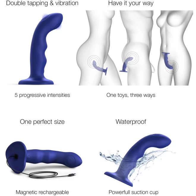 Dildo z funkcją podwójnej pulsacji Strap-on-Me