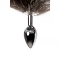 Silver anal plug with a fox tail