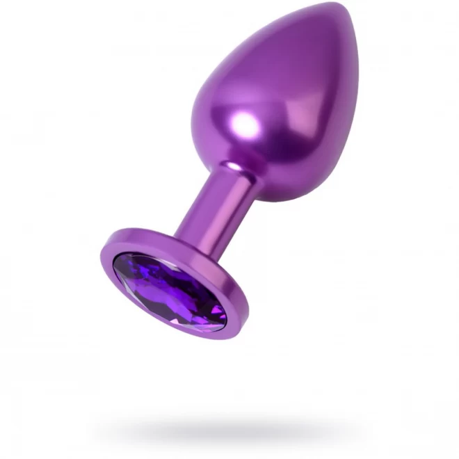 Purple anal plug TOYFA Metal,with a amethyst colored gem