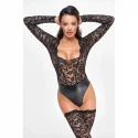 Noir handmade f296 psyche bodysuit of lace and wetlook m