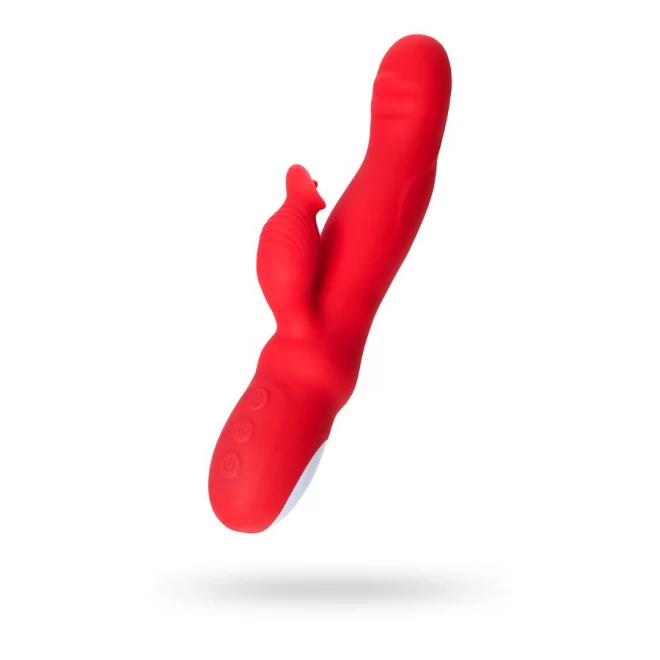 JOS Redli vibrator with moving head, silicone, red, 21 cm