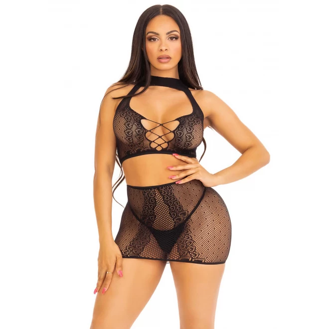 Bodystocking top i spódniczka Leg Avenue