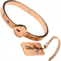 Cuffed locking bracelet and key necklace - rose gold