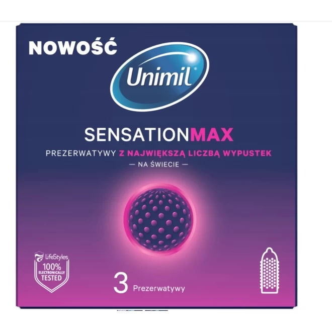 Prezerwatyzy z wypustkami Unimil Sensation Max 3szt.