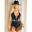 Fringe Halter Bodysuit