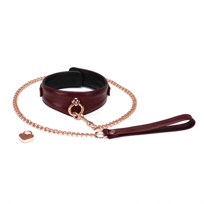 Liebe seele obróżka ze smyczą wine red curved collar