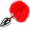 Alive korek analny z ogonkiem metal anal fluffy plug red l