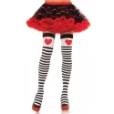 Pończochy Striped Stockings With Red Heart Accent