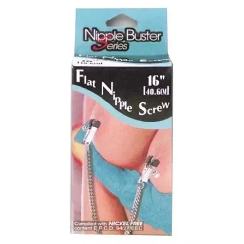 Regulowane klipsy do sutków z łańcuszkiem Flat Nipple Screw 16