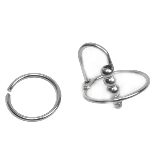 Ribbed urethral plug ring Ø 25 mm. insertable 39 mm. Ø 7 mm.