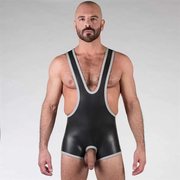 Neoprene open crotch wrestling - grey - l