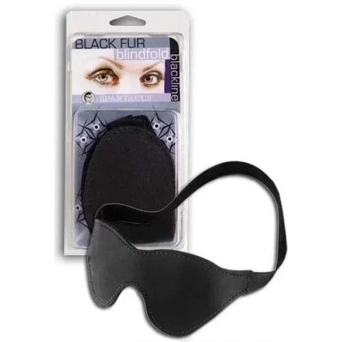 Skórzana opaska na oczy z gumką Black Fur Blindfold