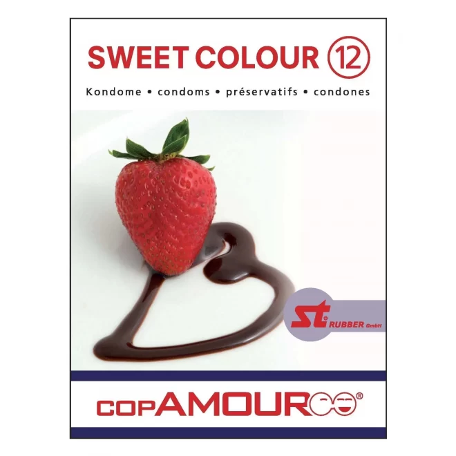 Truskawkowe prezerwatywy CopAmour Sweet Colour 12szt.