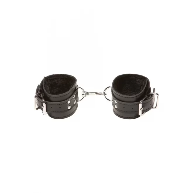 Skórzane Kajdany na Nadgarstki z Futerkiem Passion Fur Wrist Cuffs