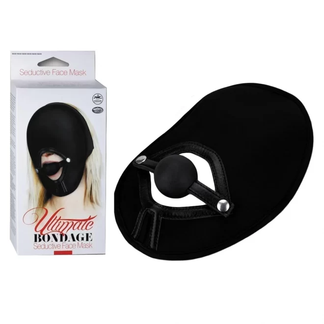 Ultimate bondage seductive face mask, mit ballgag, schwarz