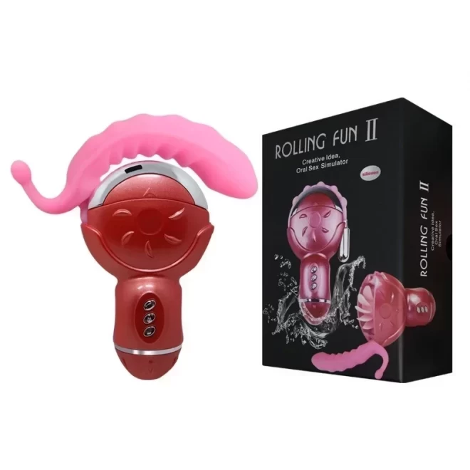 3-point stimulator with tongue - pink/red
