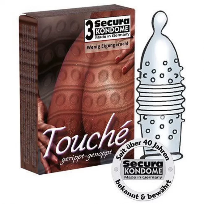Prążkowane prezerwatywy Secura Touche 3 szt.