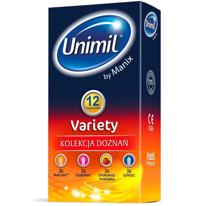 Prążkowane prezerwatywy o unikalnym kształcie Unimil Variety 12szt