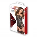 Błyszczący gorset Wet Look Corset Bustier Adj Garter Straps & G-String
