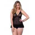 Urocza, koronkowa koszulka Chemise With Ruffle Skirt (2 kolory)