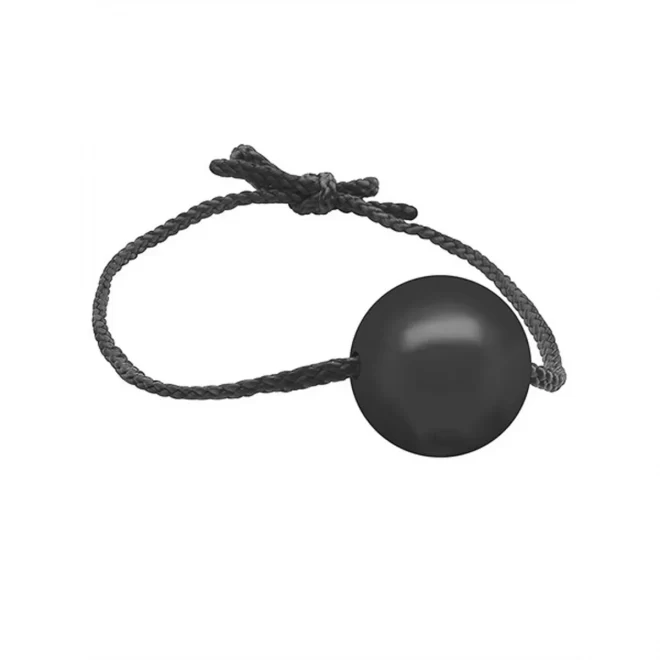 Gag with leather strings | silicone ball Ø 40 mm. - black