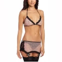 Uroczy komplet w kropki Halter Bra And Garter Skirt