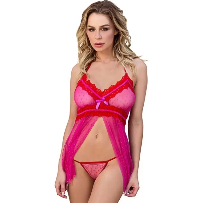 Tiulowa koszulka i stringi 2pcs Point Desprit Set
