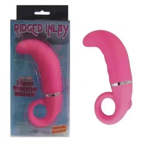 Zagięty wibrator na palec Ridged Inlay 18cm (2 kolory)