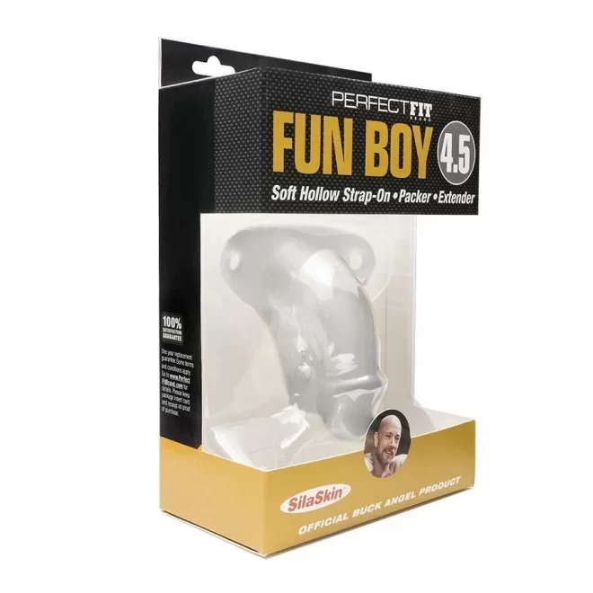 Buck angel fun boy soft hollow 4.5" strap-on | packer - blac