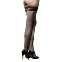Pończochy kabaretki z podtrzymującymi paskami Stripe Top Fishnet Thigh High