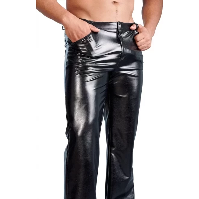 Męskie spodnie - Imitation Leather Trousers