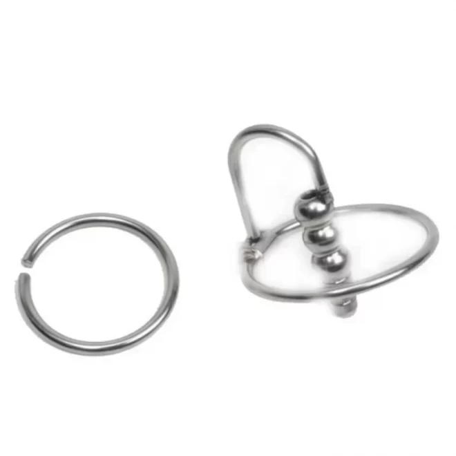 Ribbed urethral plug ring Ø 32 mm. insertable 39 mm. Ø 7 mm.