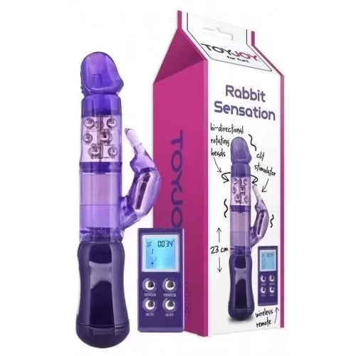 Wibrator ze stymulująceym króliczkiem Rabbit Sensation Vibr. Remote Purpl