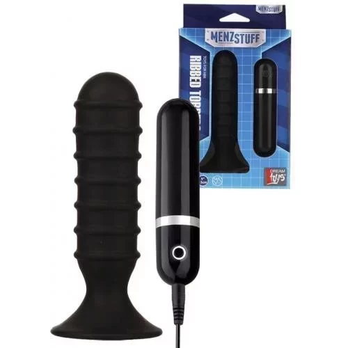Korek z wibracjami Menzstuff ribbed torpedo vibr. 5inch blk / 10,6 cm