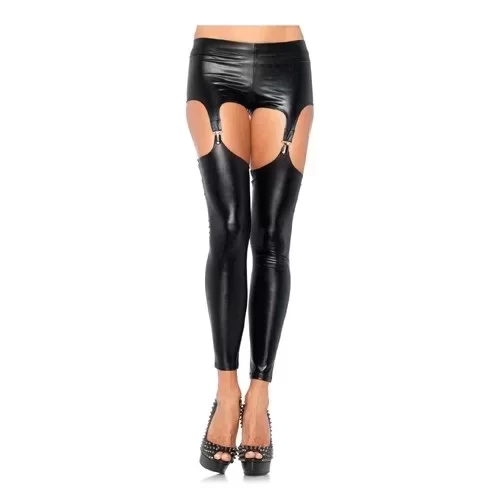 Wet Look Garter Leggings