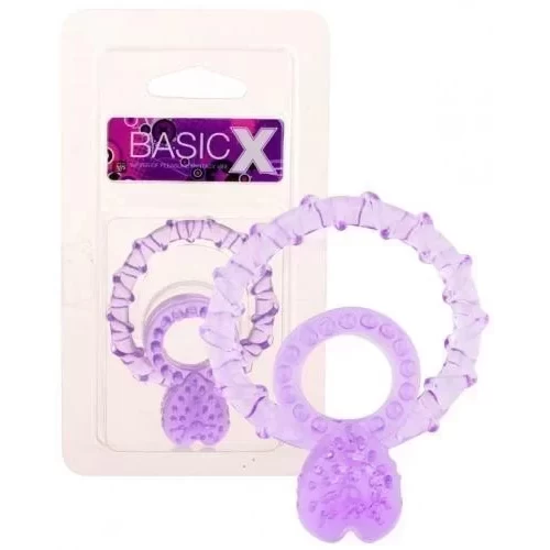 Ring na penisa i jądra Basicx double cockring purple 1inch