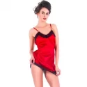 Vixson Satin Nightdress With Lace - Red