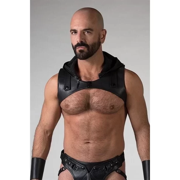 Leather sleeveless crop hoodie - large / extra large (42-48)