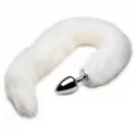 Extra Long Arctic Mink Tail Metal Anal Plug