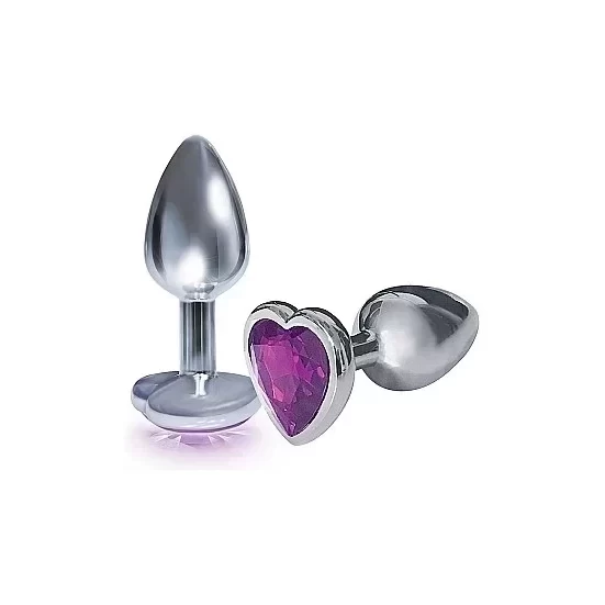Bejeweled heart stainless steel plug - violet