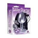 Bejeweled heart stainless steel plug - violet