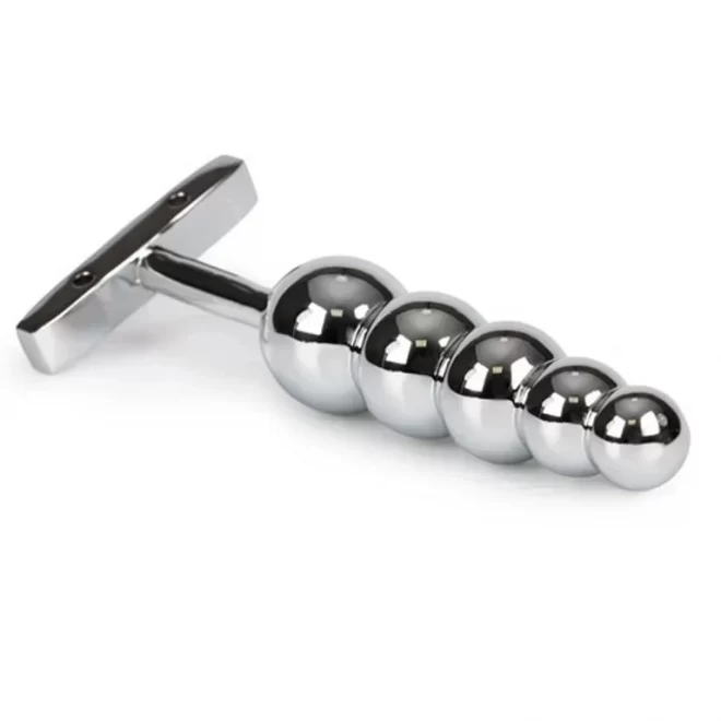 Long Beaded Metal Butt Plug