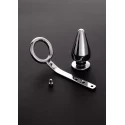 Metalowy ring erekcyjny z korkiem analnym - C-ring, with butt plug