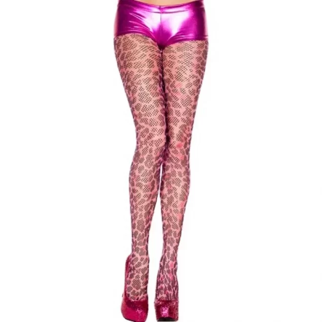 Cheetah print fishnet pantyhose