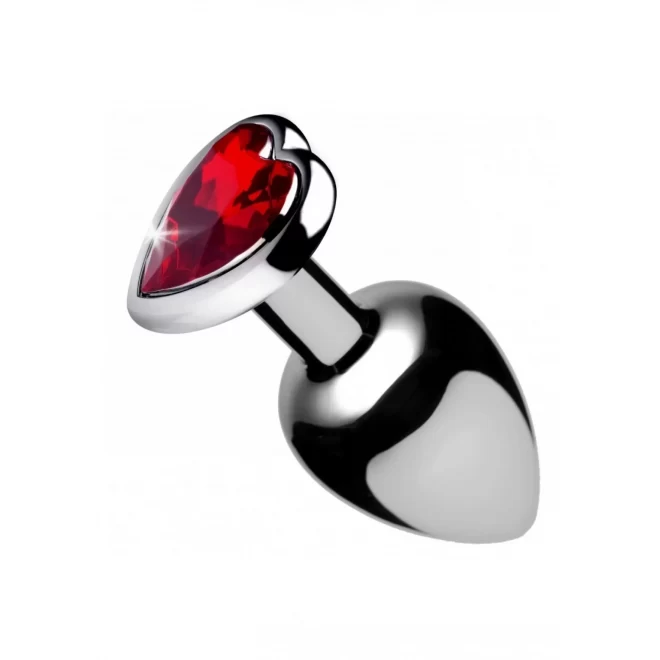 Red heart gem anal plug large