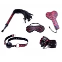 Red leopard - 6 piece bondage set