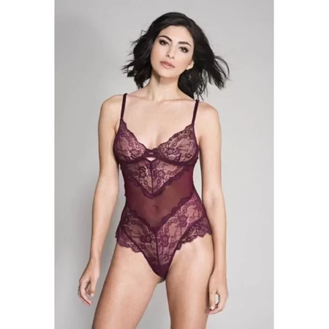 Flower Lace And Mesh Body - Red