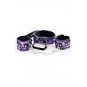 Wiązania-MARCUS 716013 Set collar with hand cuffs metal chain tracery purple bdsm Valentine day